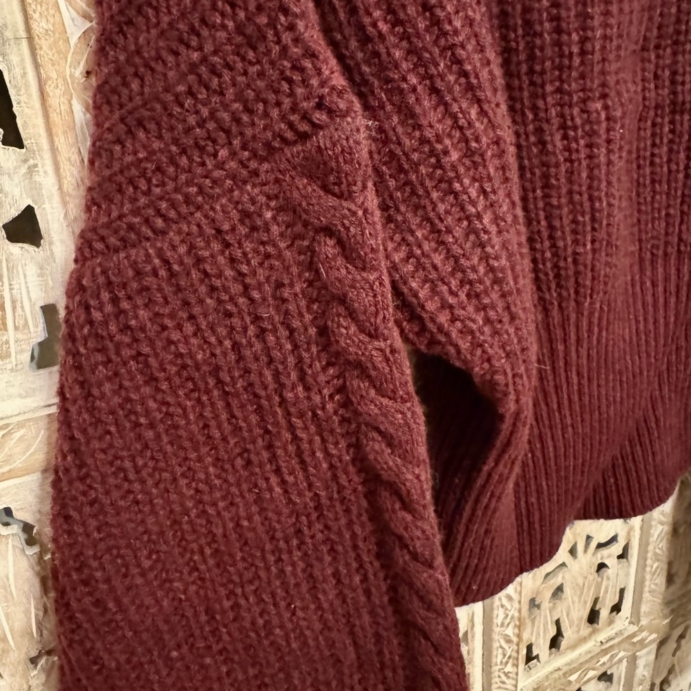 Rouje Burgundy Cable Knit Sweater - Picture 3 of 4